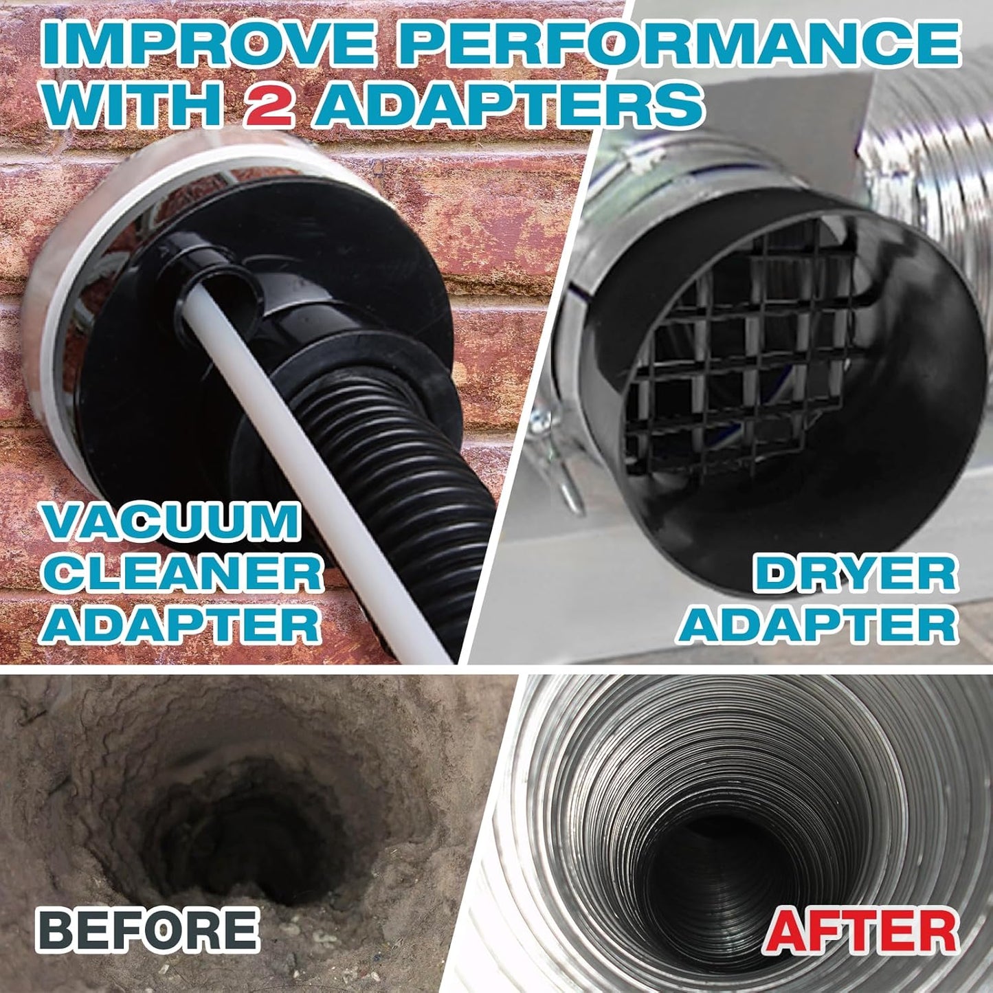 Sealegend 58-Piece Dryer Vent Cleaner Kit - 35-Foot Lint Removal Tools with Omnidirectional Vacuum Attachment & Brush
