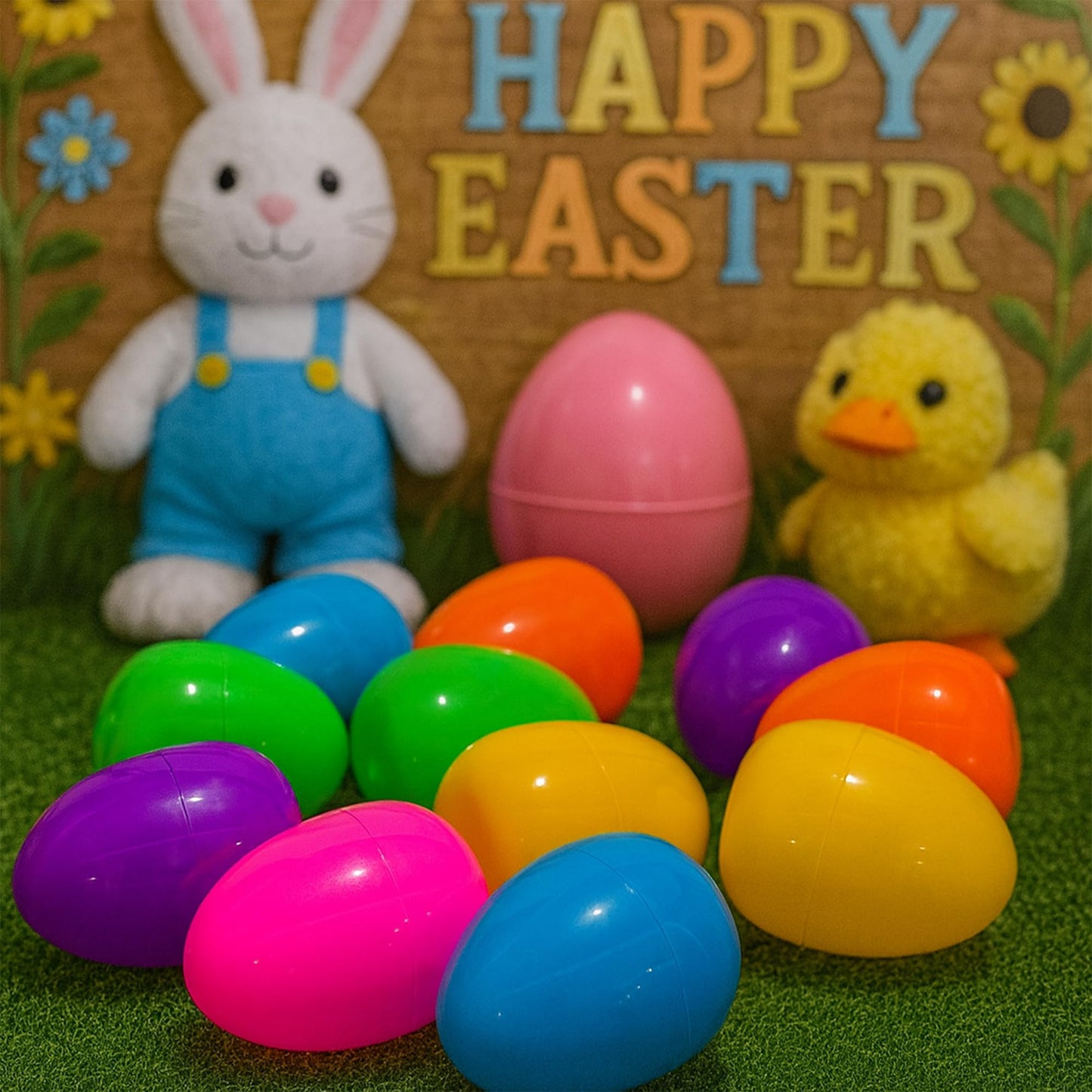Celmuron 12 Pack Large Easter Eggs – 3.74'' Bright Plastic Fillable Eggs for Easter Egg Hunt, Party Favors, Surprise Gifts