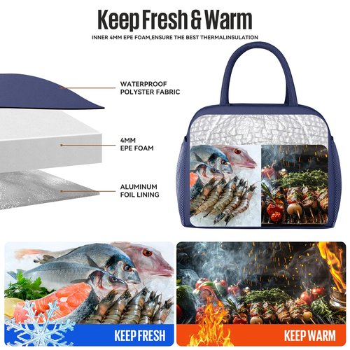douyadady Lunch Bag Women/Men Lunch Box Women/Men (Dark blue)