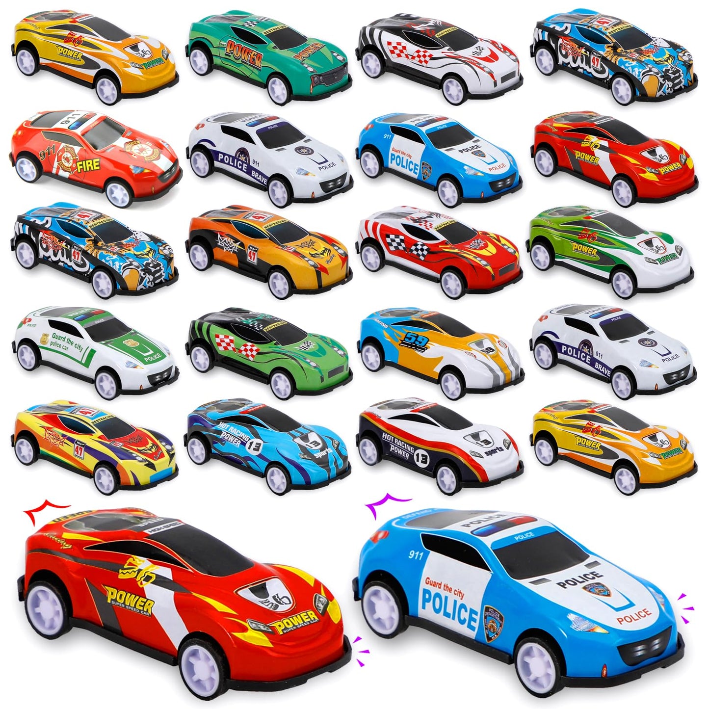 Siwarm 28 pcs Pull Back Cars Toys for Kids, Party Favors Treasure Box for Classroom Prizes Mini Vehicles Race Cars Toys Bulk Xmas Gifts Pinata Goodie Bag Stocking Stuffers for Boys Girls Toddlers