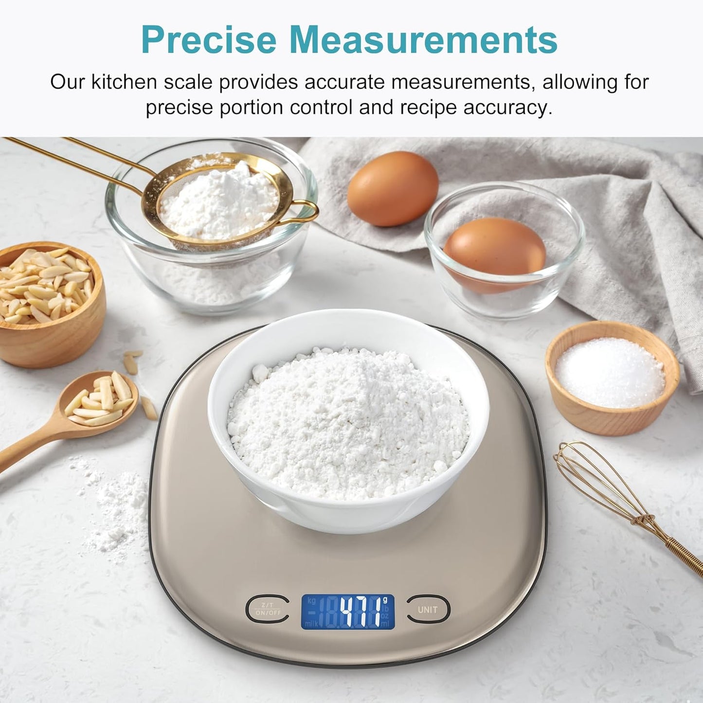 Ultrean Digital Kitchen Scale - 33lb High Capacity, Slim Design, LCD Display, 1g Precision for Cooking & Baking