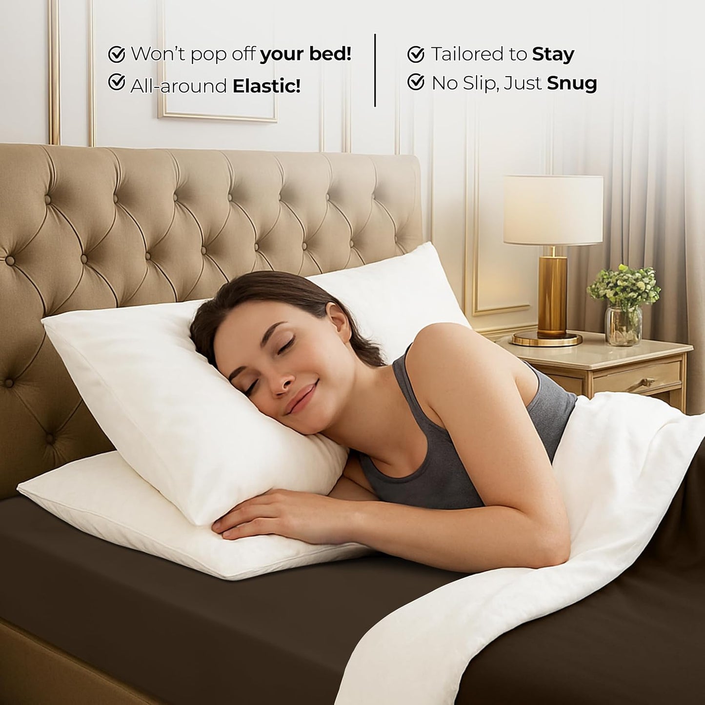 Utopia Bedding Queen Fitted Sheet - Soft Microfiber with Deep Pockets - Fade Resistant - Brown