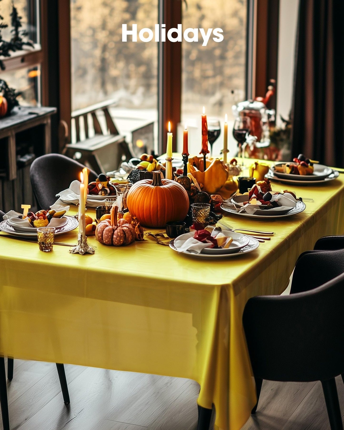 Pureegg Plastic Table Cloth Disposable 10 Pack, 54 x 108 Inch Table Cloths, Easter Party, Decorative Tablecloths, Rectangle, Lemon, Pastel Plastic Cover, Leakproof & Sturdy, Yellow