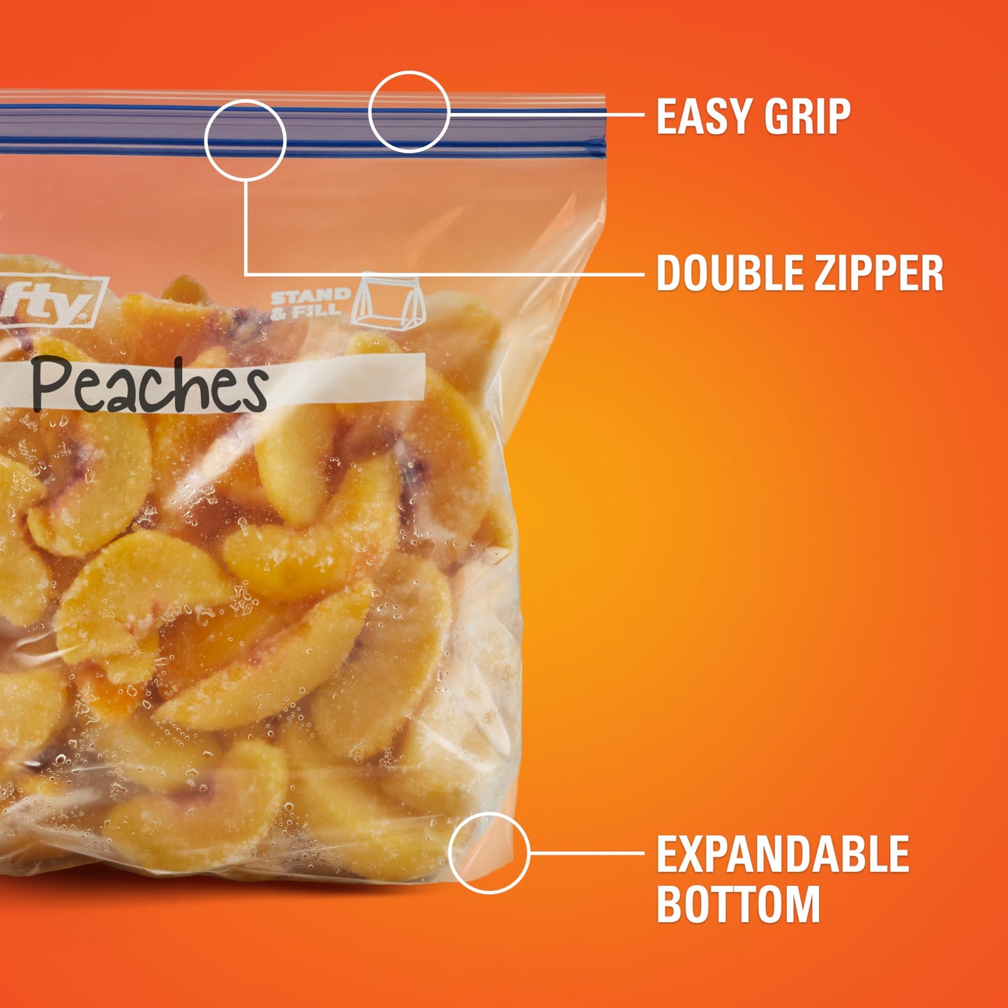 Hefty Press to Close Plastic Freezer Bags, Half Gallon Size, 20 Count