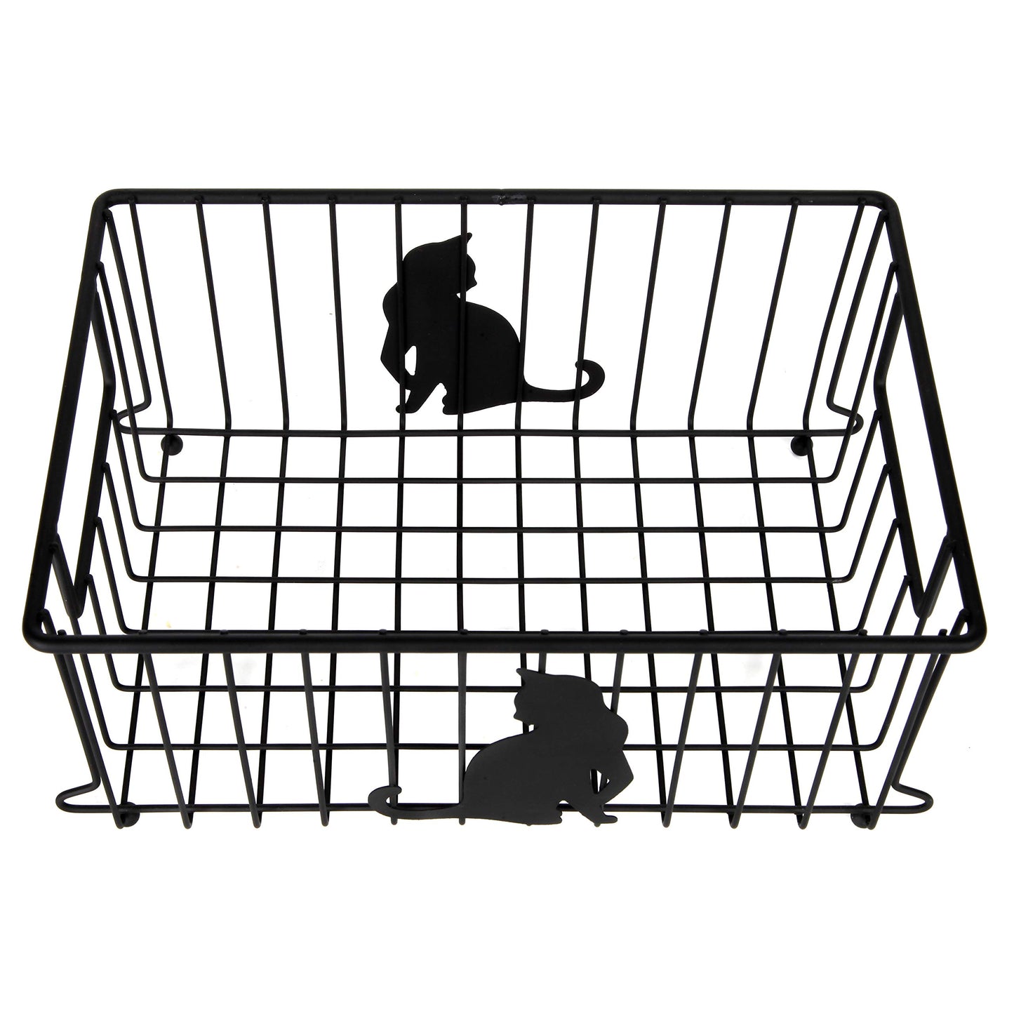 Lily's Home Cat-Themed Wire Basket, Kitchen and Desk Organizer, Cute Caddy for Cat Lovers for Kitchen, Pantry, Cabinet, Bathroom and Office (Large)