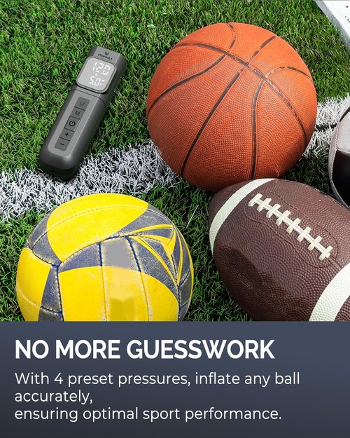 ETENWOLF P200 Electric Ball Pump - 2000mAh Air Pump with Digital Pressure Gauge | Fast Inflation for Sports Balls