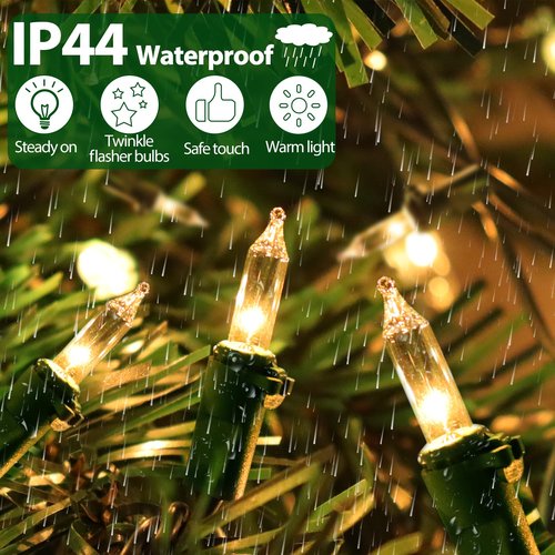 CXLHO Clear Christmas Lights 50FT 200 Incandescent Bulbs Warm White Mini Lights with Green Wire for Christmas Tree, Garland, Thanksgiving, Wedding, Party, Home, Indoor & Outdoor Festival Decoration