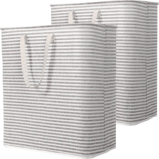Lifewit 2 Pack Laundry Basket 100L Each, Collapsible Clothes Hamper with Reinforced Handles, Freestanding Waterproof Design for Bedroom and Laundry Room, Grey 200L Total