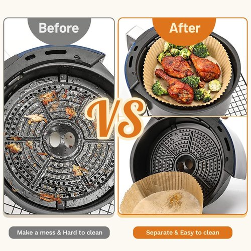 Air Fryer Liners | 100PCS Round 6.3-Inch Disposable Non-Stick Parchment Paper for 2Qt to 5Qt Fryers