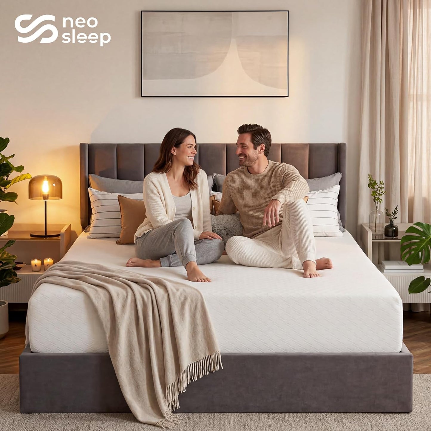 Neo Sleep 10 Inch Queen Cooling Gel Memory Foam Mattress - Medium Firm, Pressure Relief, CertiPUR-US Certified