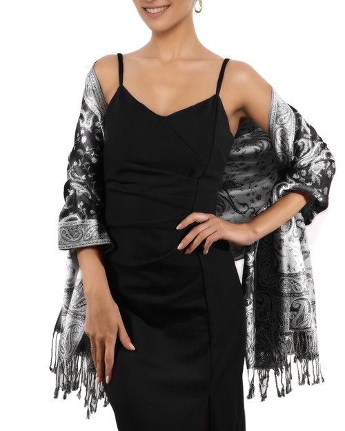FURTALK Reversible Paisley Pashmina Shawl Wraps for Women Soft Exotic Indian Rave Scarf for Evening Dress Festival Scarves