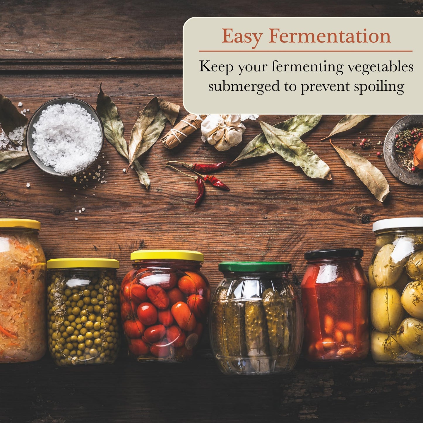 Elementi Fermentation Weight Set of 2 – Easy Grip Glass Weights for Fermenting, Perfect Pickling & Canning Weights for Wide Mouth Mason Jars, Durable Soda-Lime Glass for Sauerkraut, Kimchi & More
