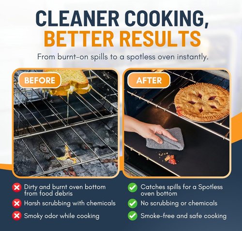 Heavy Duty Oven Liners by [Brand Name] - Non-Stick, Reusable Mats | 3 Pack, 16.25”x23” - BPA & PFOA Free (Black)