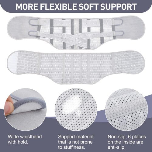 EGJoey Breathable Back Brace for Women & Men - Comfortable Lower Back Pain Relief & Posture Corrector Support Belt to Relieve Pain and Improve Posture（Gray,Medium）