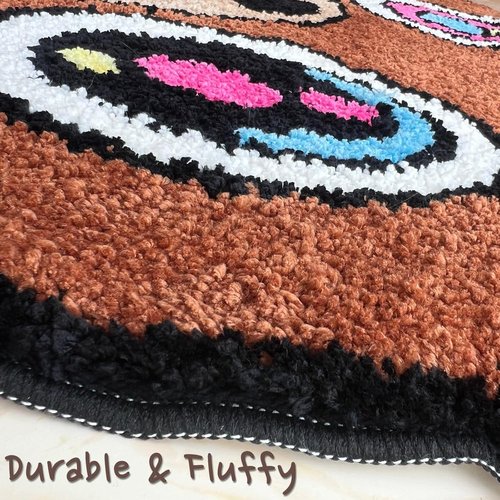 Hypebeast Graduation Bear Rug - Ultra-Soft Plush Carpet with Non-Slip Backing | Trendy 28"x28" Decor