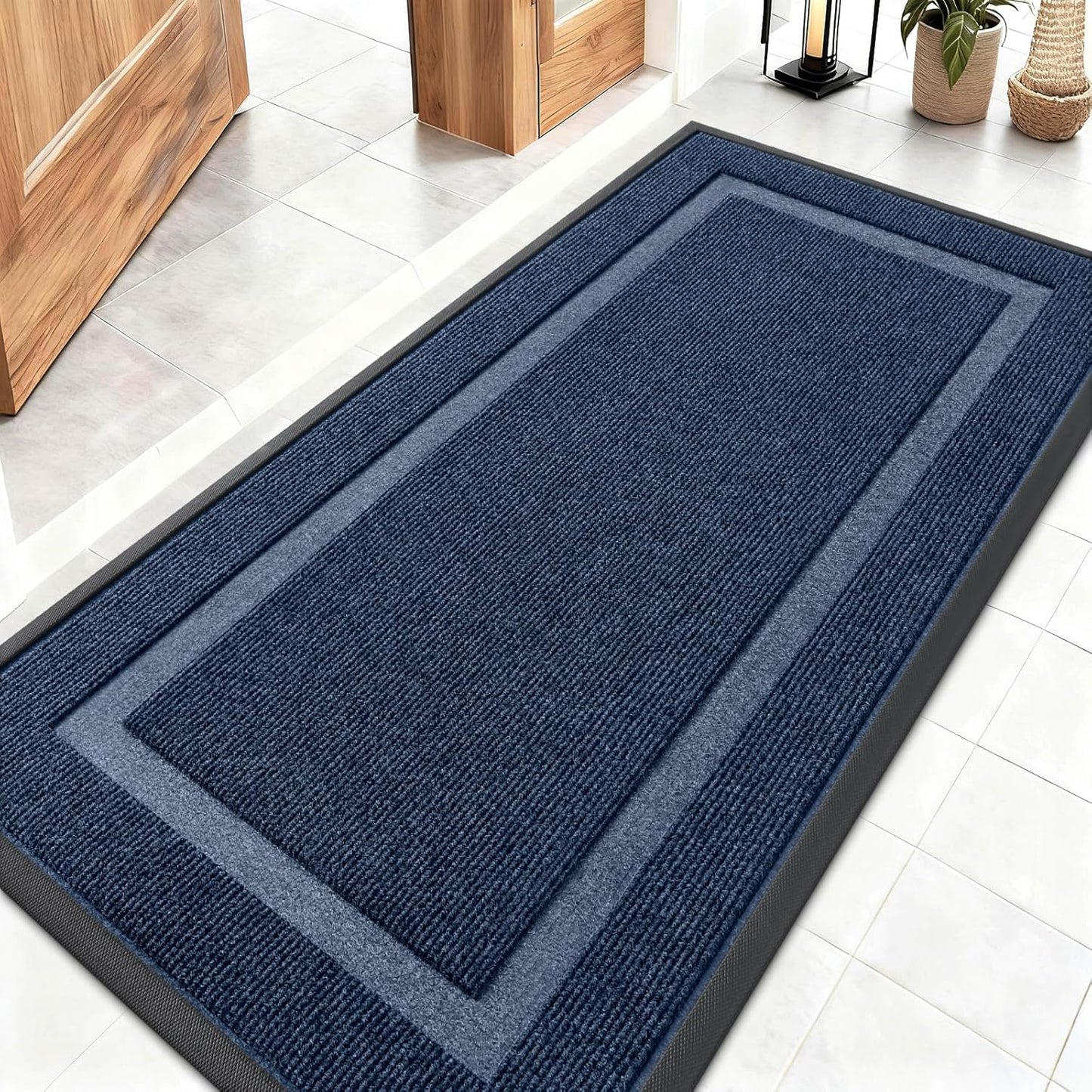 OLANLY Waterproof Front Door Mat - All-Season Indoor/Outdoor Doormat, Sturdy Rubber, Easy Clean | 47x23, Blue