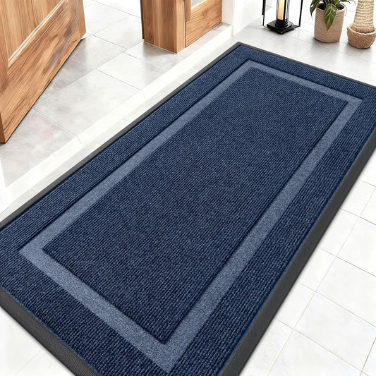 OLANLY Waterproof Front Door Mat - All-Season Indoor/Outdoor Doormat, Sturdy Rubber, Easy Clean | 47x23, Blue