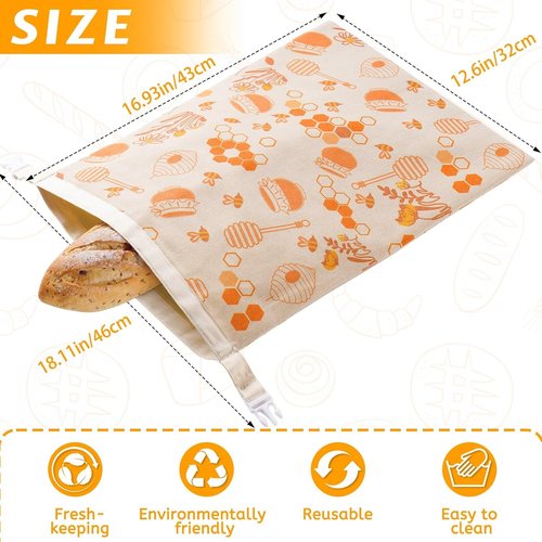 Beeswax Bread Bags - 2 Pack Organic Linen for Sourdough | 17 x 12.6 Inches - Freezer-Friendly Freshness Preservation