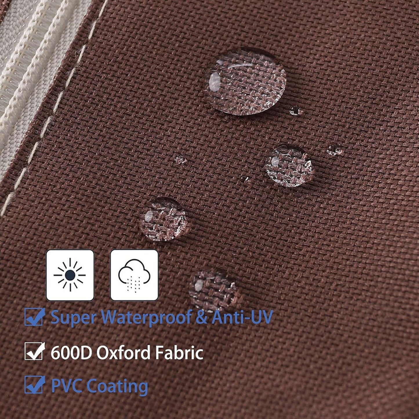 Patio Umbrella Cover - Heavy Duty 600D Oxford, Waterproof Protection for 7ft to 10ft Umbrellas | Beige & Brown