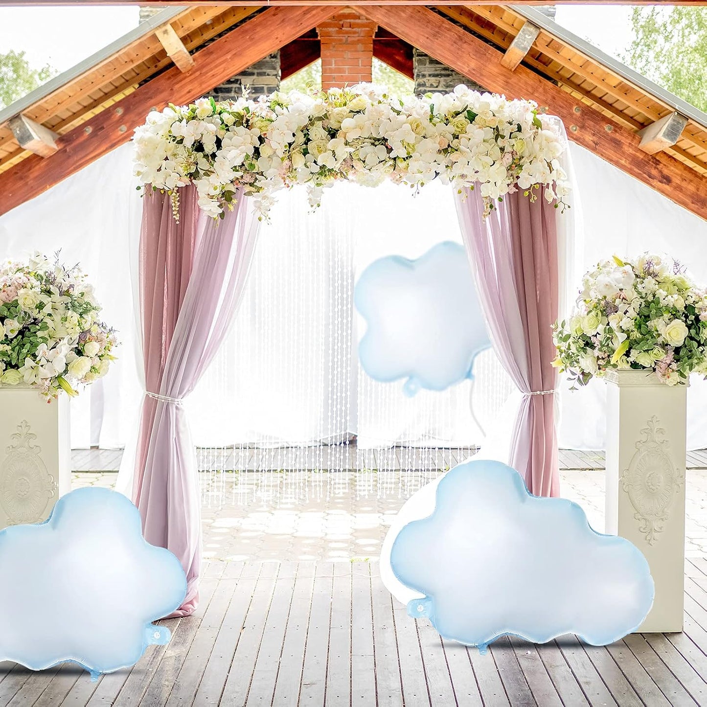 Sumind 6 Pcs White Cloud Balloons - 28 Inch Cute Foil Decorations for Birthday & Baby Shower Parties (Light Blue)