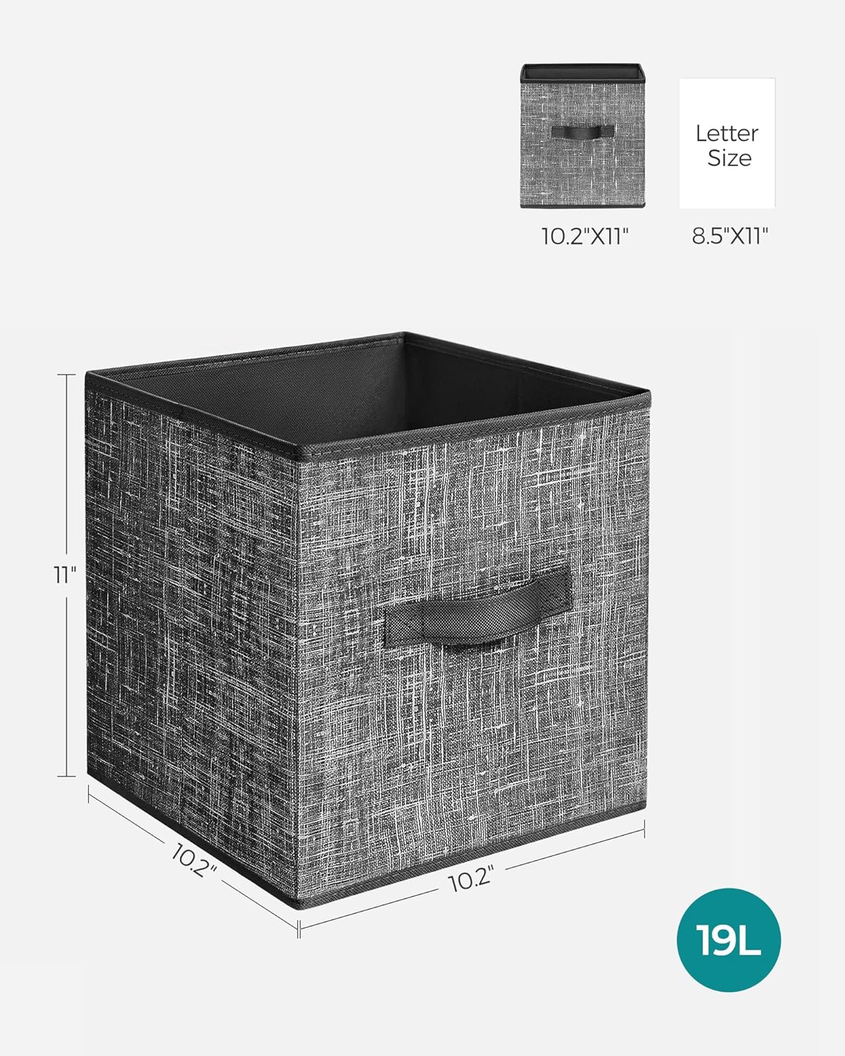 SONGMICS Storage Cubes - 11-Inch Non-Woven Fabric Bins with Double Handles - Set of 6, Classic Black Closet Organizers