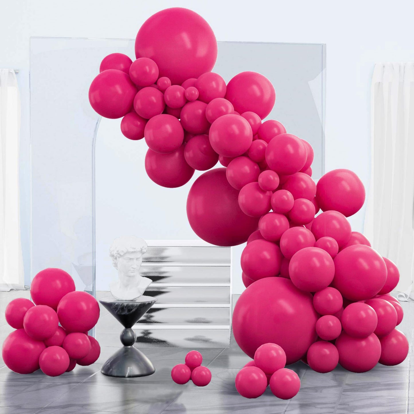 PartyWoo Hot Pink Balloons 123 pcs Different Sizes of 18 12 10 5 Inch Magenta Fuchsia Balloon Arch Kit Garland for Baby Shower Wedding Bridal Shower Anniversary Birthday Party Decorations Pink-Y12