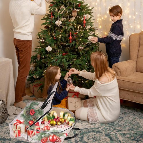 Extra Large Wreath Storage Container by [Brand Name] - 25-Inch Waterproof Bags with Zipper & Handles