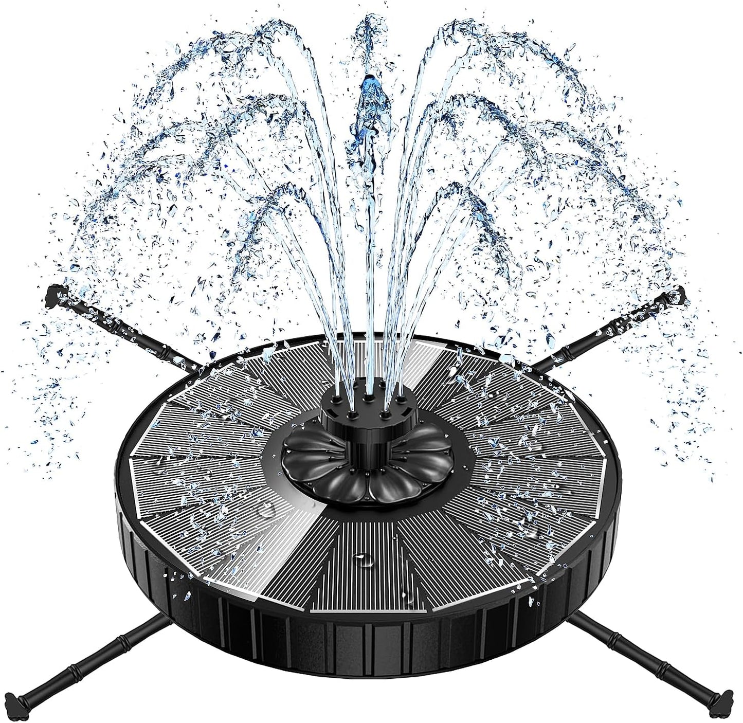 Yzert Solar Fountain - 3-Level Adjustable Water Height | 3.5W Glass Outdoor Pump with 7 Nozzles for Garden, Pond, Bird Bath (2026 Model, Black)