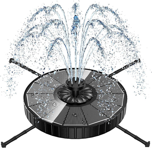 Yzert Solar Fountain - 3-Level Adjustable Water Height | 3.5W Glass Outdoor Pump with 7 Nozzles for Garden, Pond, Bird Bath (2026 Model, Black)