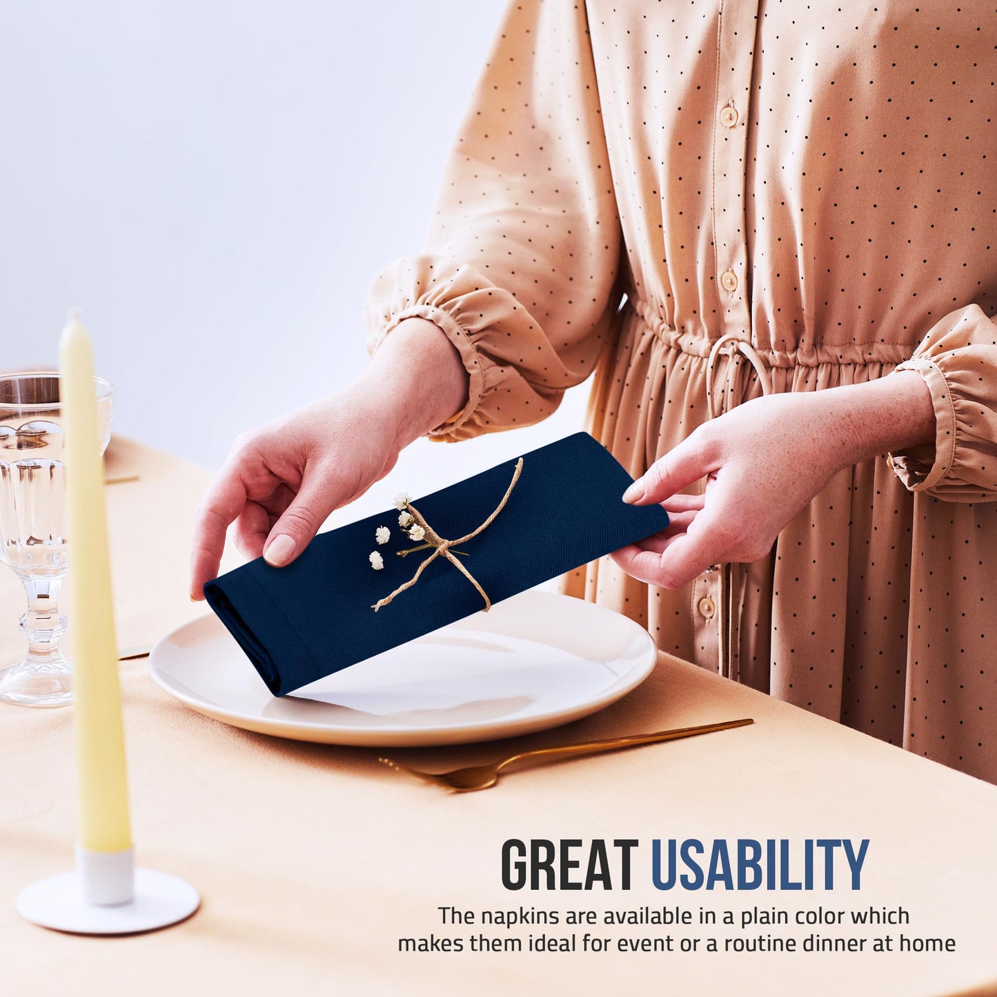 Utopia Home Navy Blue Cloth Napkins (144 Pack, 20x20Inches), Ideal Dinner Napkins for Party, Wedding and Lunch/Dinner
