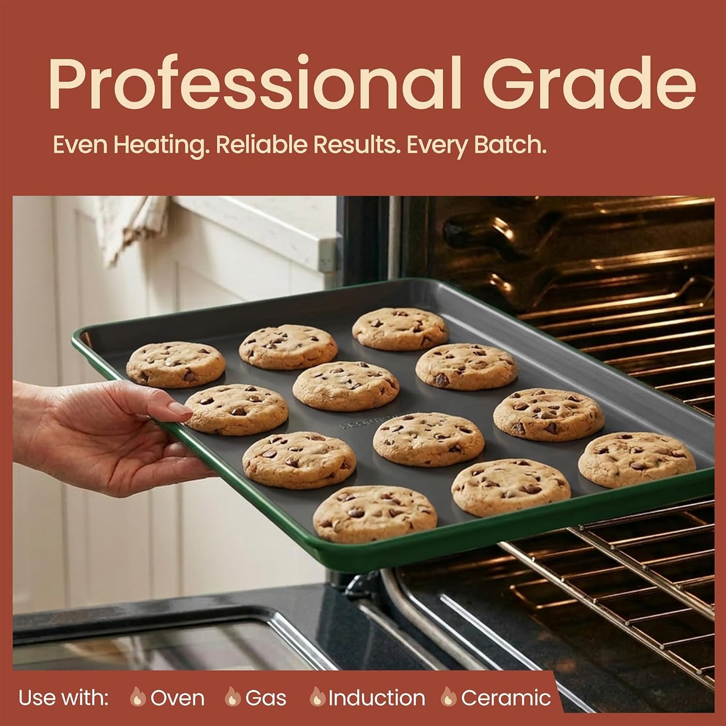 Bakken 8-Piece Bakeware Set - Nonstick Ceramic Coated Pans | Oven Safe Up to 500°F, Green