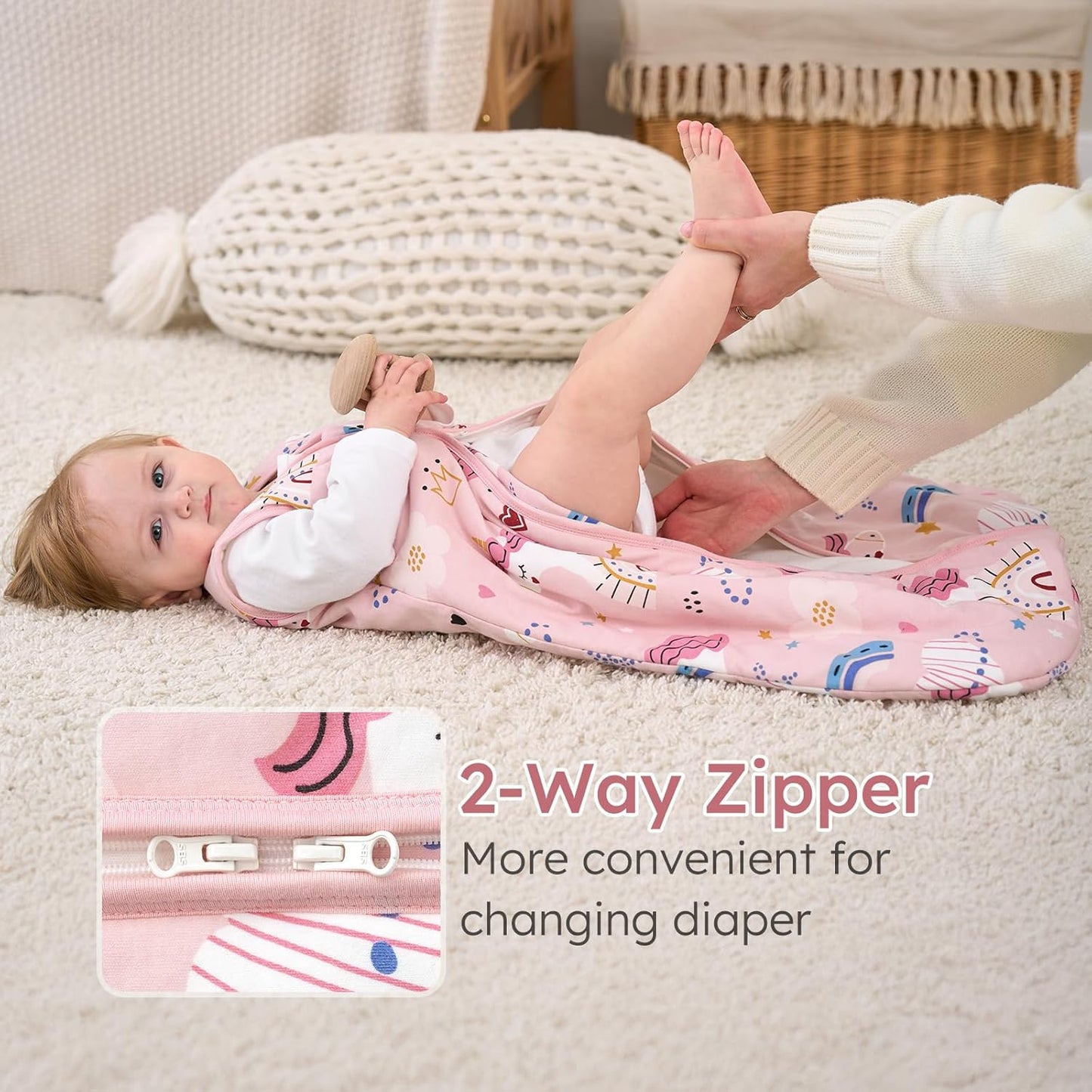 Yoofoss Baby Sleep Sack - 100% Organic Cotton Wearable Blanket for 6-12 Months | TOG 2.5, 2-Way Zipper