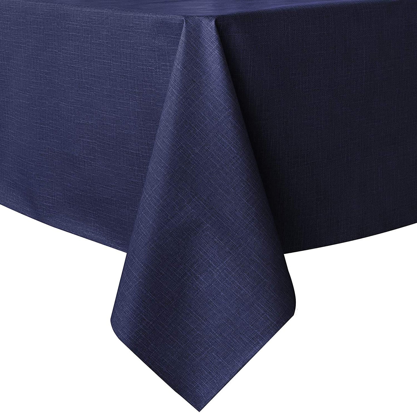 sancua 100% Waterproof Rectangle PVC Tablecloth - 60 x 84 Inch - Oil Proof Spill Proof Vinyl Table Cloth, Wipe Clean Table Cover for Dining Tables, Buffet Parties and Camping, Navy