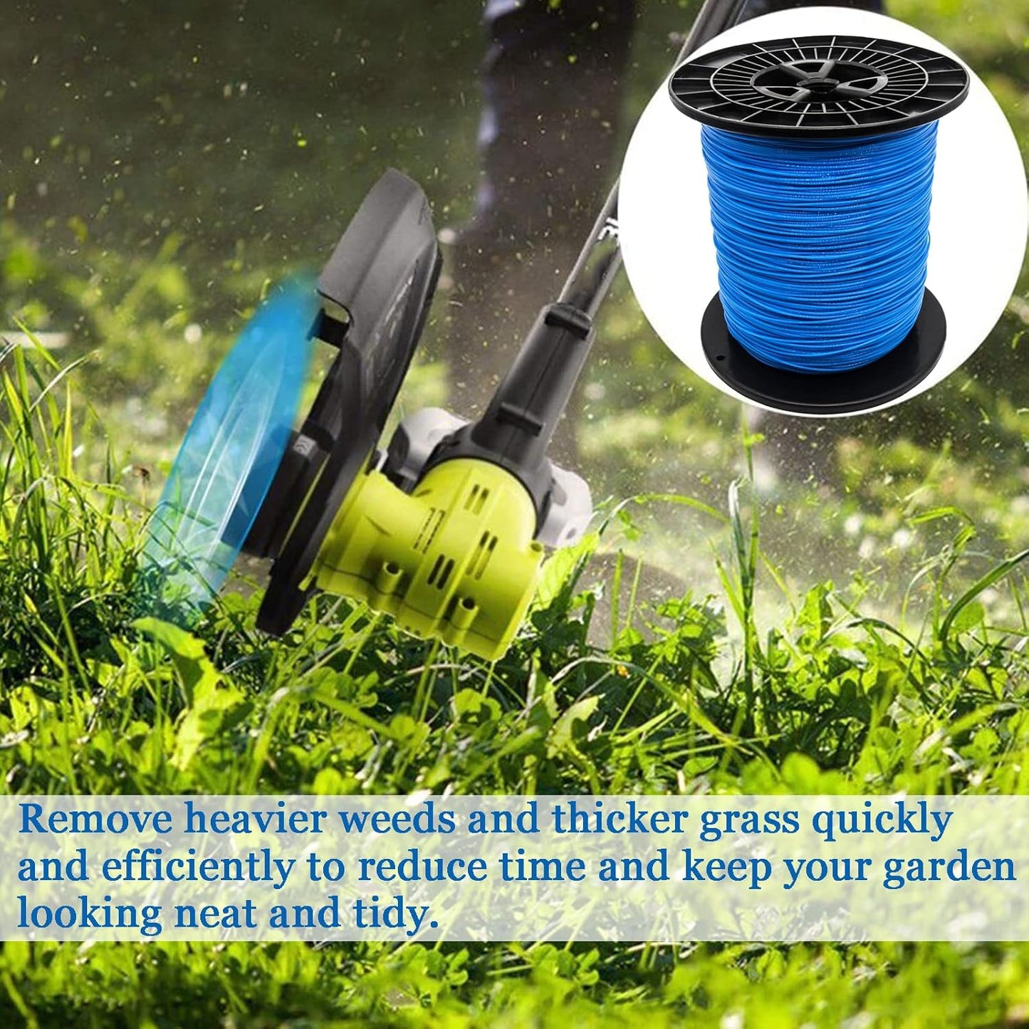 KAKO 065 Trimmer Line - Commercial Grade .065-Inch Round Weed Eater String | 2000 ft, Blue