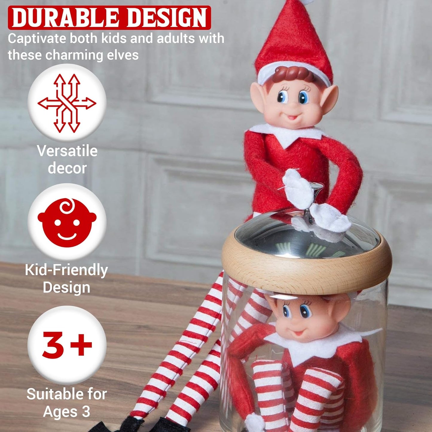Naughty Elf Couple | 12-Inch Christmas Elf Figures - Soft Bodies & Vinyl Faces for Holiday Decor