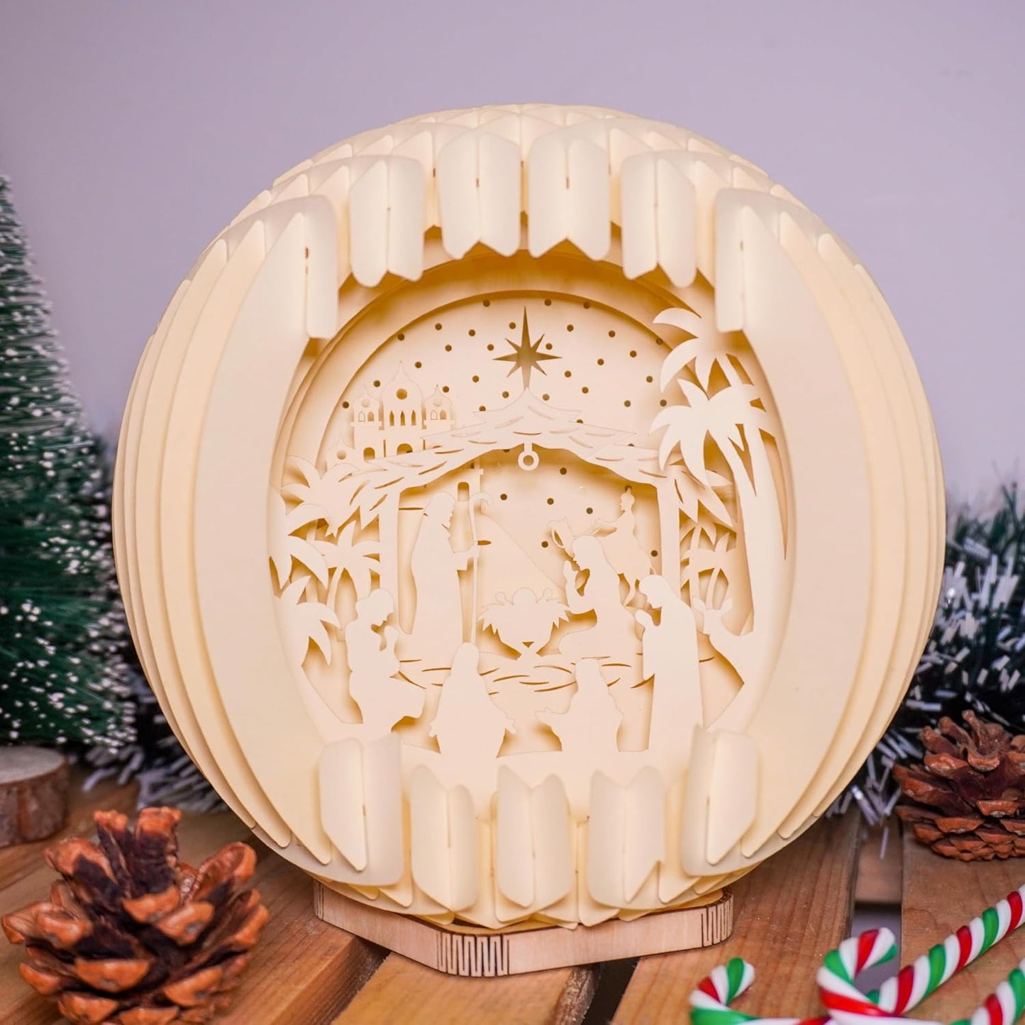 Skiennix Light Up Nativity Scene - LED Tabletop Christmas Decorations | Small Religious Gifts