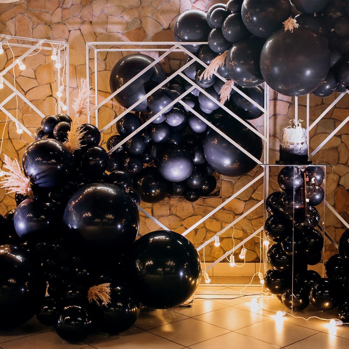 RUBFAC Black Latex Balloons Set - 154pcs in 5-18 Inches for Halloween Party & Wedding Decor