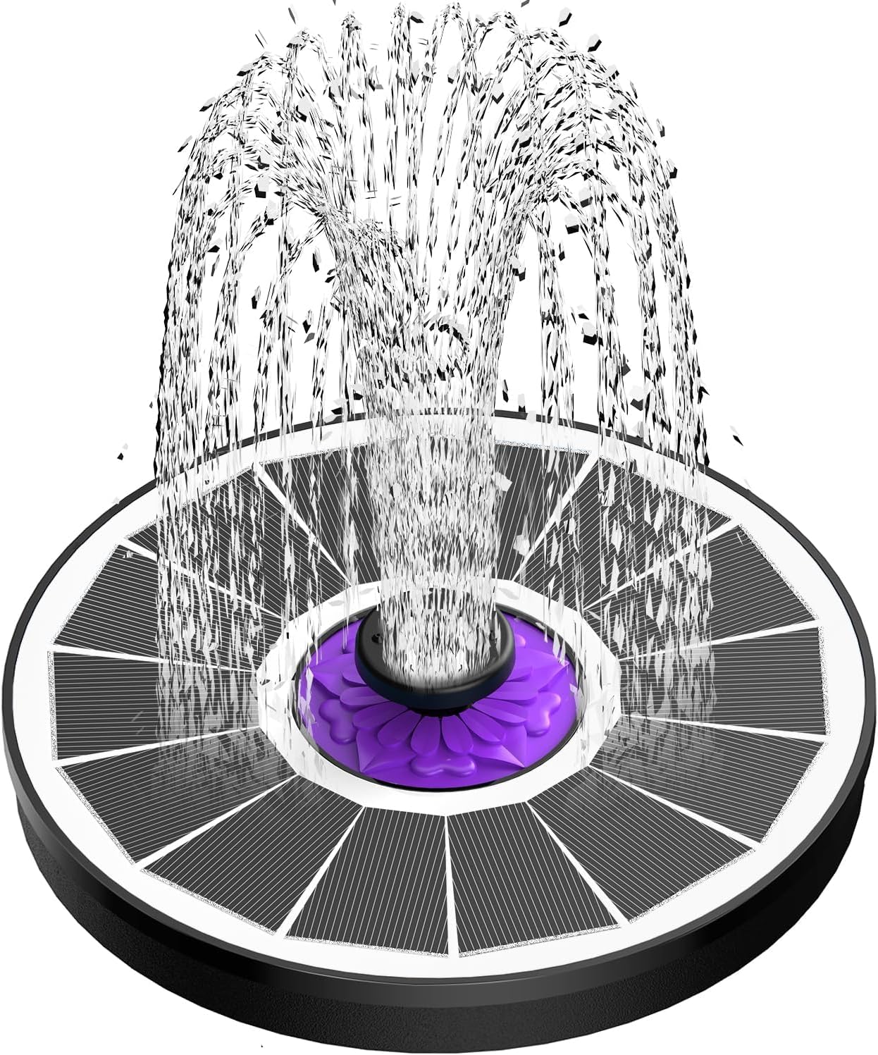 SZMP Solar Fountain - 3.5W Solar Powered Bird Bath Water Fountain with 7 Nozzles & Upgraded Glass Panel | White