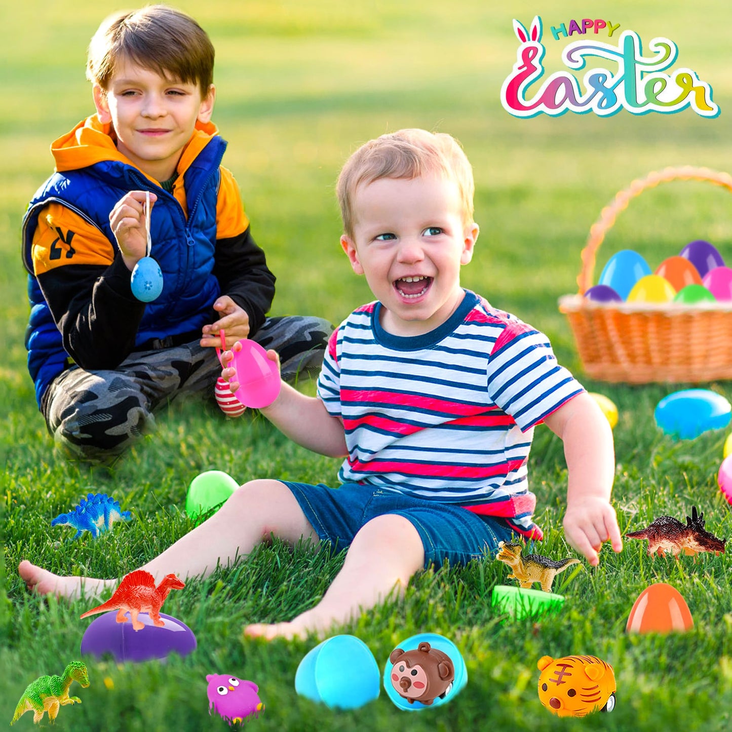 uscan 318 pcs Bulk Easter Eggs with Toys inside filled Easter Eggs Filled Fillers Easter Basket Stuffers Easter Egg Hunt Easter Party Favors for Kids Toddlers Boys Girls