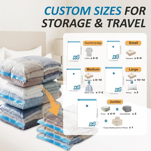 Cozy Essential Vacuum Storage Bags - 80% Compression Space Saver for Clothes & Bedding | 20 Combo Set