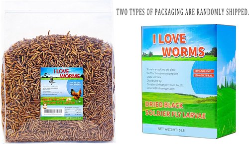 I LOVE WORMS Dried Black Soldier Fly Larvae - 100% Natural Non-GMO Chicken Treat (5lb)