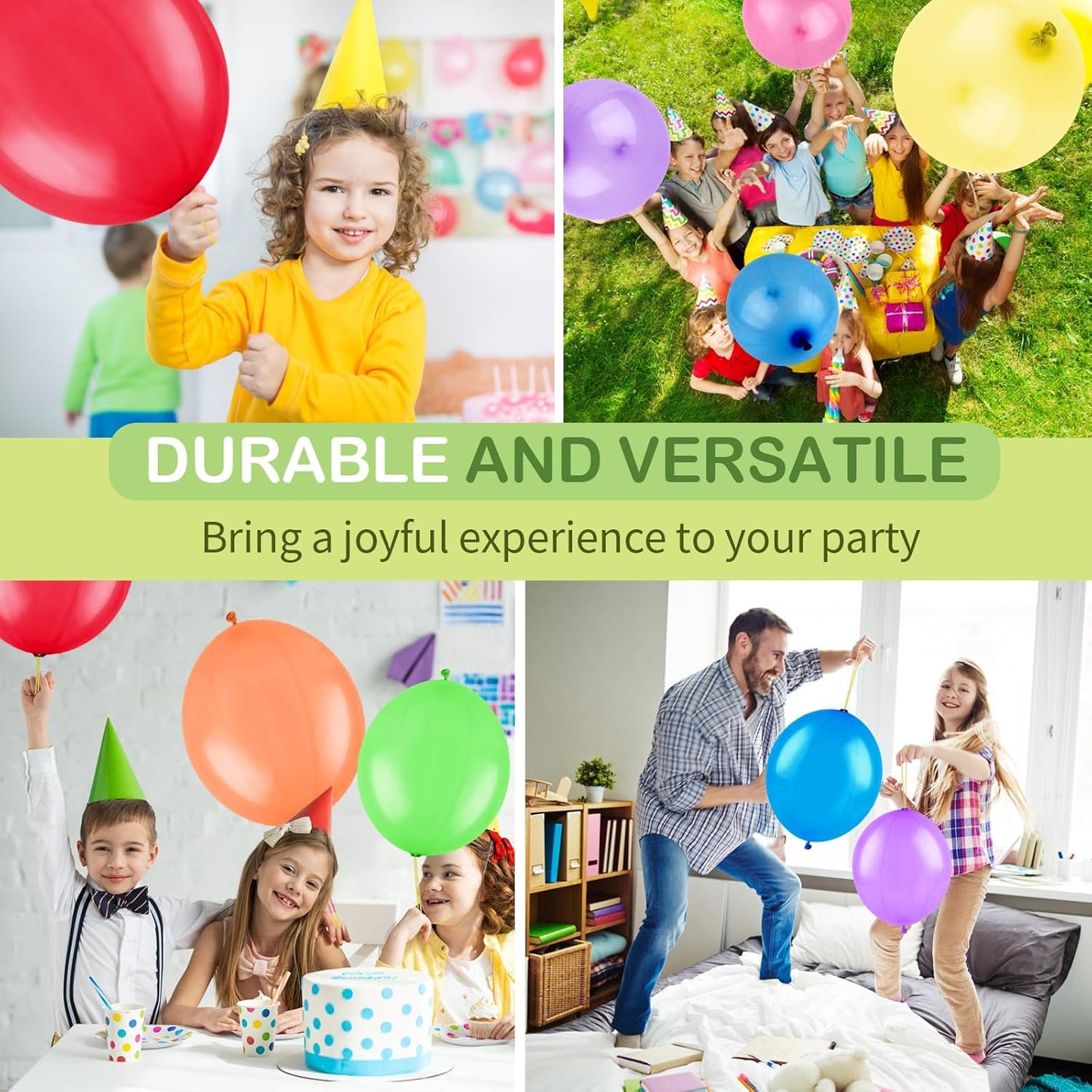 Skiennix Punch Balloons - Thickened Neon Heavy-Duty Balloons with Rubber Band Handle - 30pcs for Kids' Parties