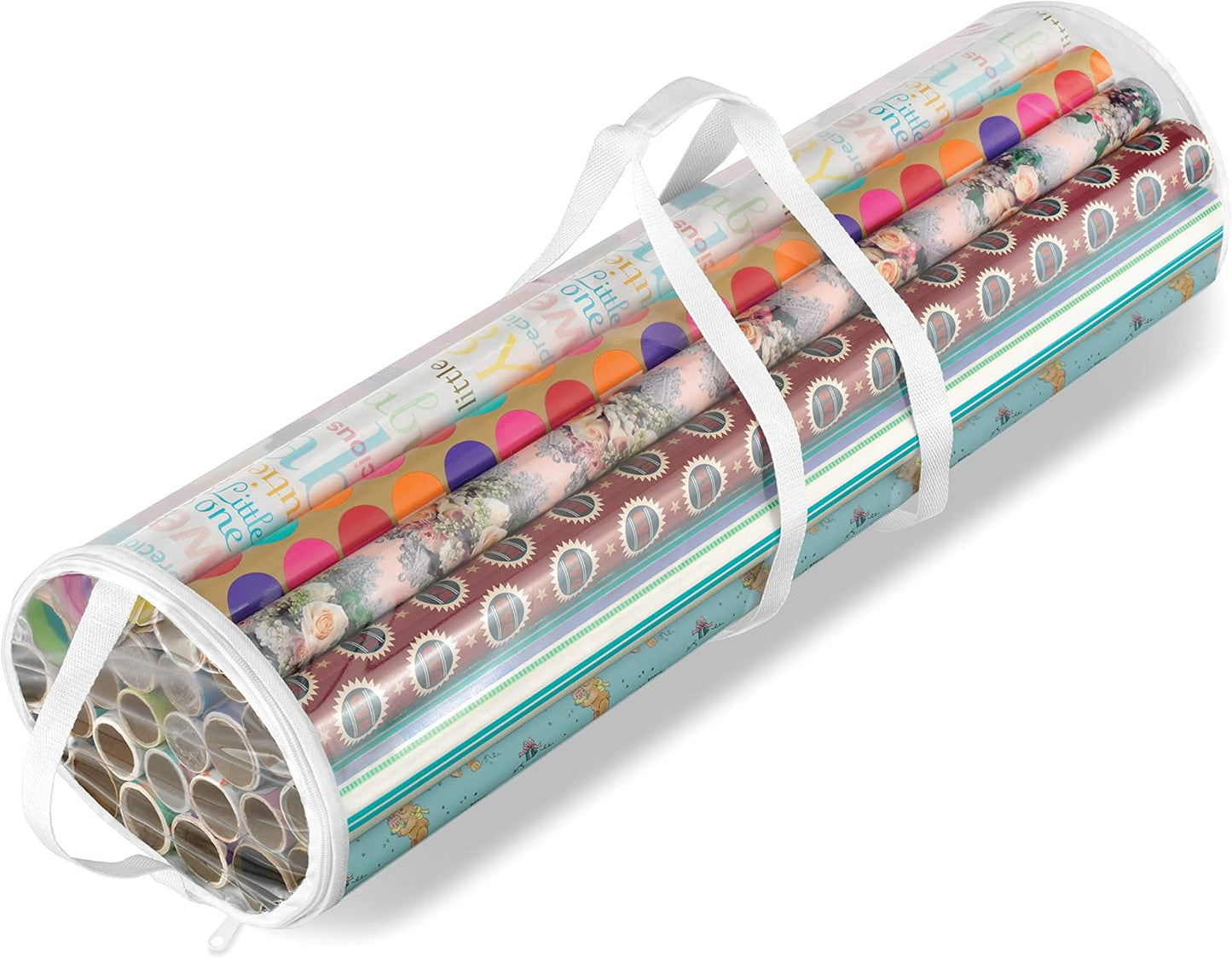 Whitmor Clear Gift Wrap Organizer - Zippered Storage for 25 Rolls | Pack of 6
