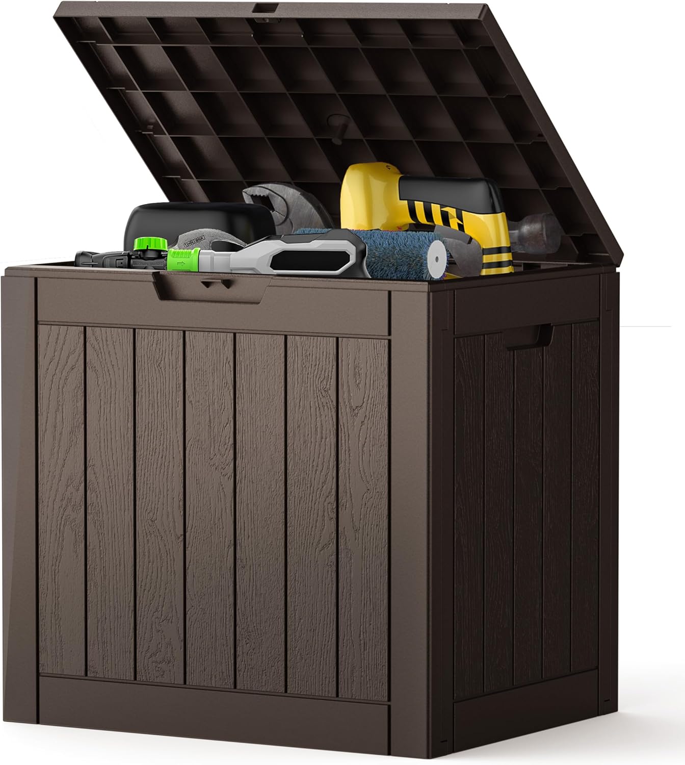 NEWBULIG 31 Gallon Deck Box - Weatherproof Resin Outdoor Storage for Secure Package Deliveries & Garden Use