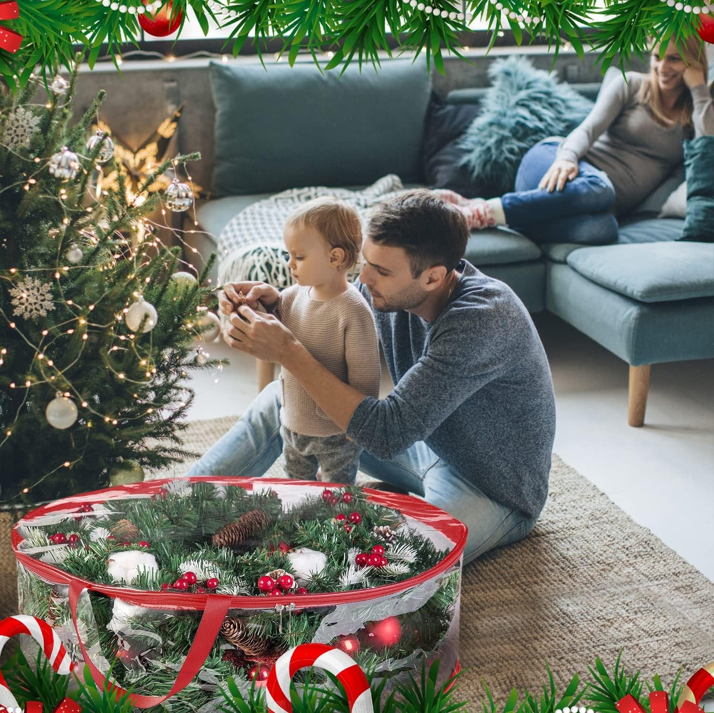 ProPik Christmas Wreath Storage Bag - 30" Waterproof Clear PVC Container | 2 Pack for Holiday Decor