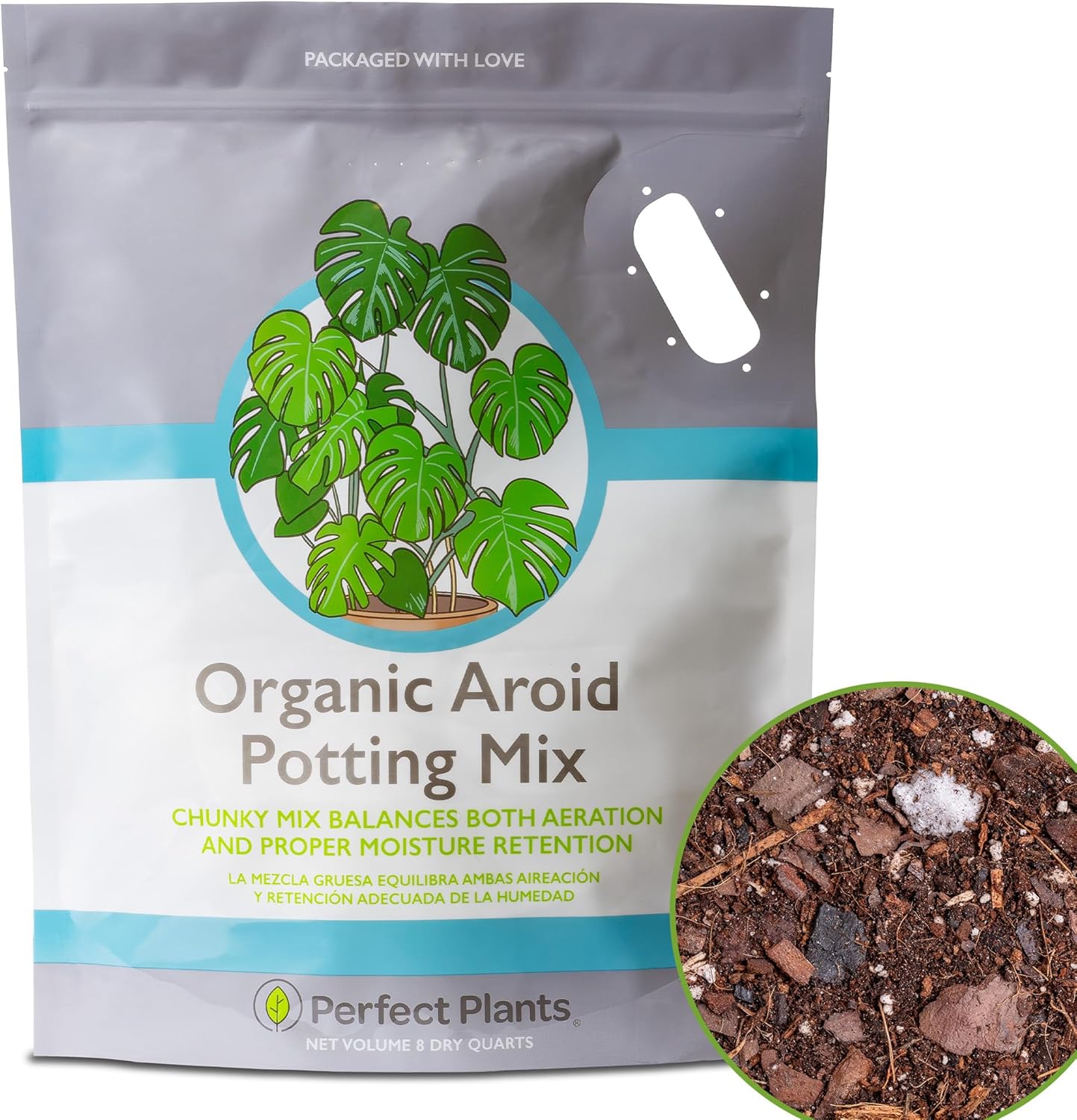 Perfect Plants Organic Aroid Potting Mix - Chunky Gardening Medium for Tropical House Plants | Peat Free, 8qt