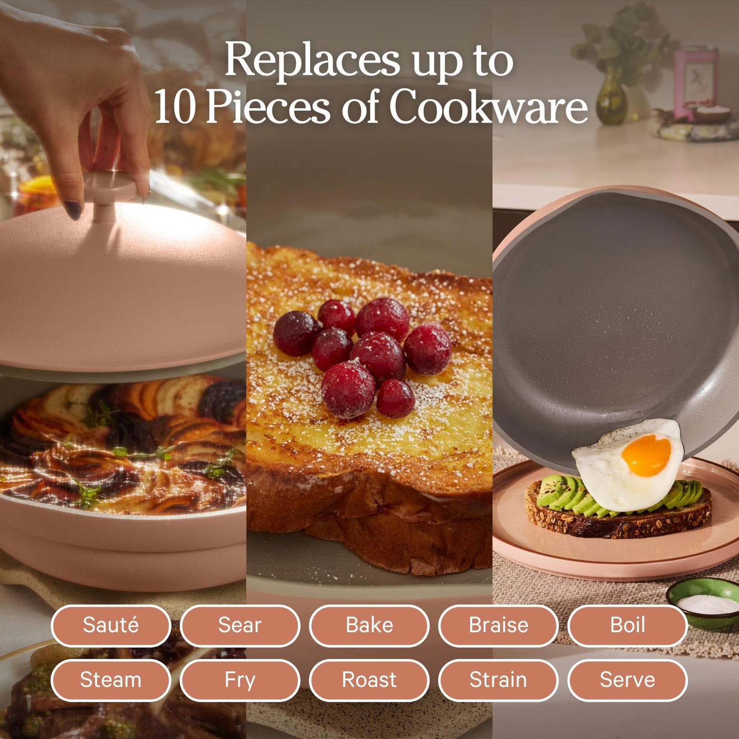 Our Place Always Pan 2.0 | 10.5" Ceramic Pan with Modular Lid, Steamer Basket & Spatula | Patented 10-in-1 Nonstick, Non-Toxic Cookware Made Without PFAS | Induction & Oven-Safe up to 450°F | Spice