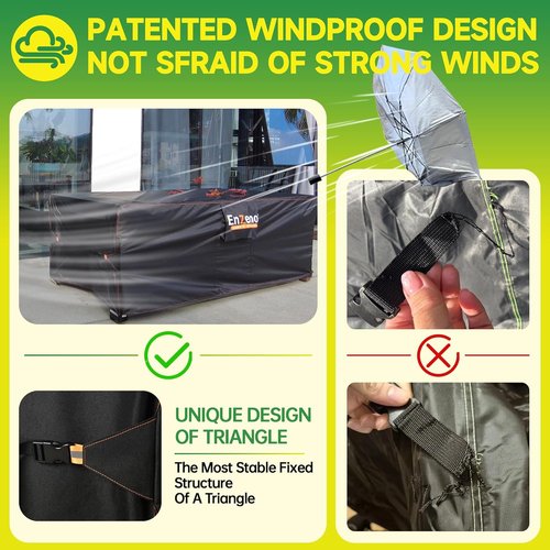 Enzeno Waterproof Patio Furniture Set Cover - Heavy Duty Protection for Square Table & Chairs | 49" L x 49" W x 28" H - Black