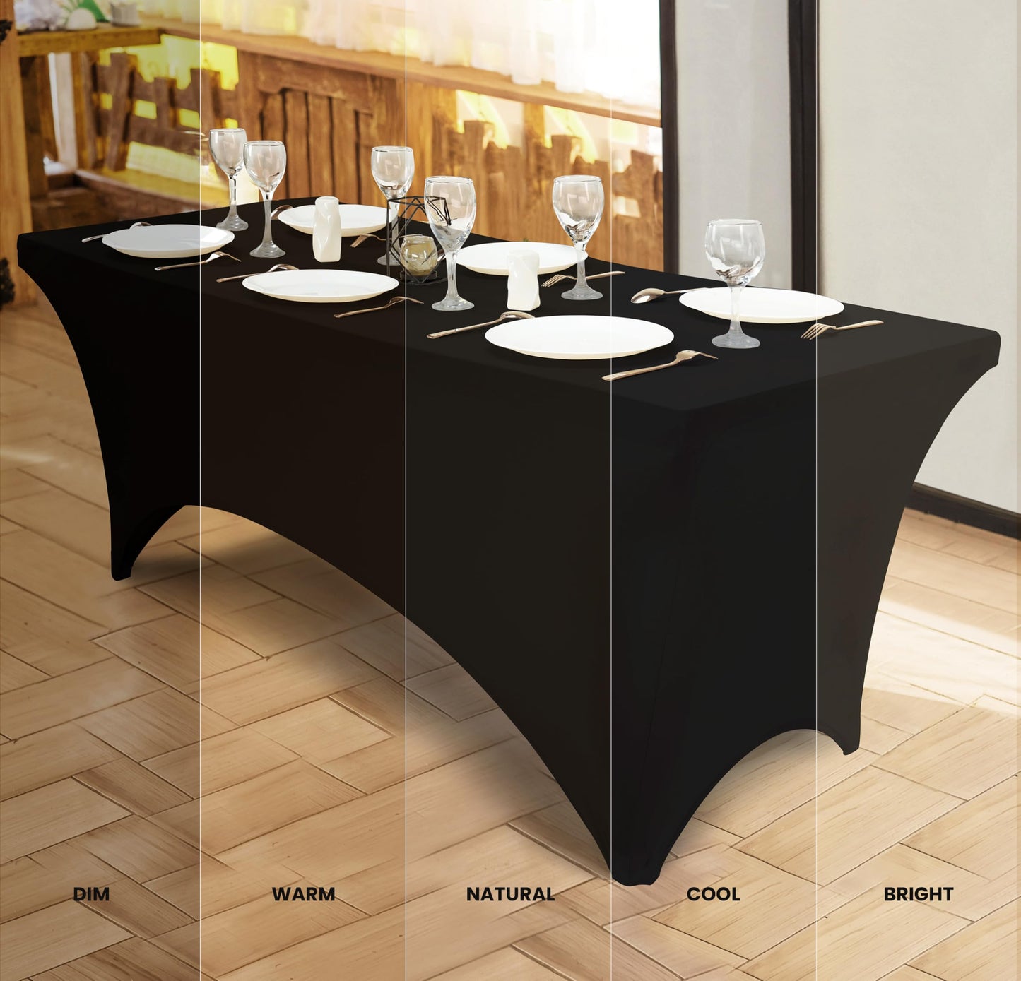 Utopia Kitchen Spandex Tablecloth 2 Pack [5FT, Black] Tight, Fitted, Washable and Wrinkle Resistant Stretch Table Cloth Rectangle Cover for Trade Show, Weddings & Parties [60Lx30Wx30H Inch]