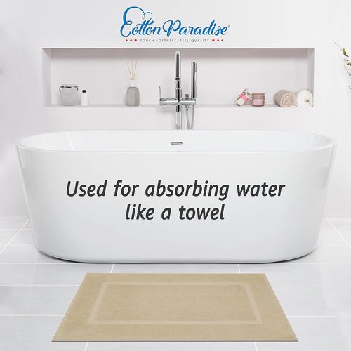Cotton Paradise 100% Cotton Bath Mats - Soft, Absorbent, Quick-Dry Set of 2 | 20x34 Inches, Beige